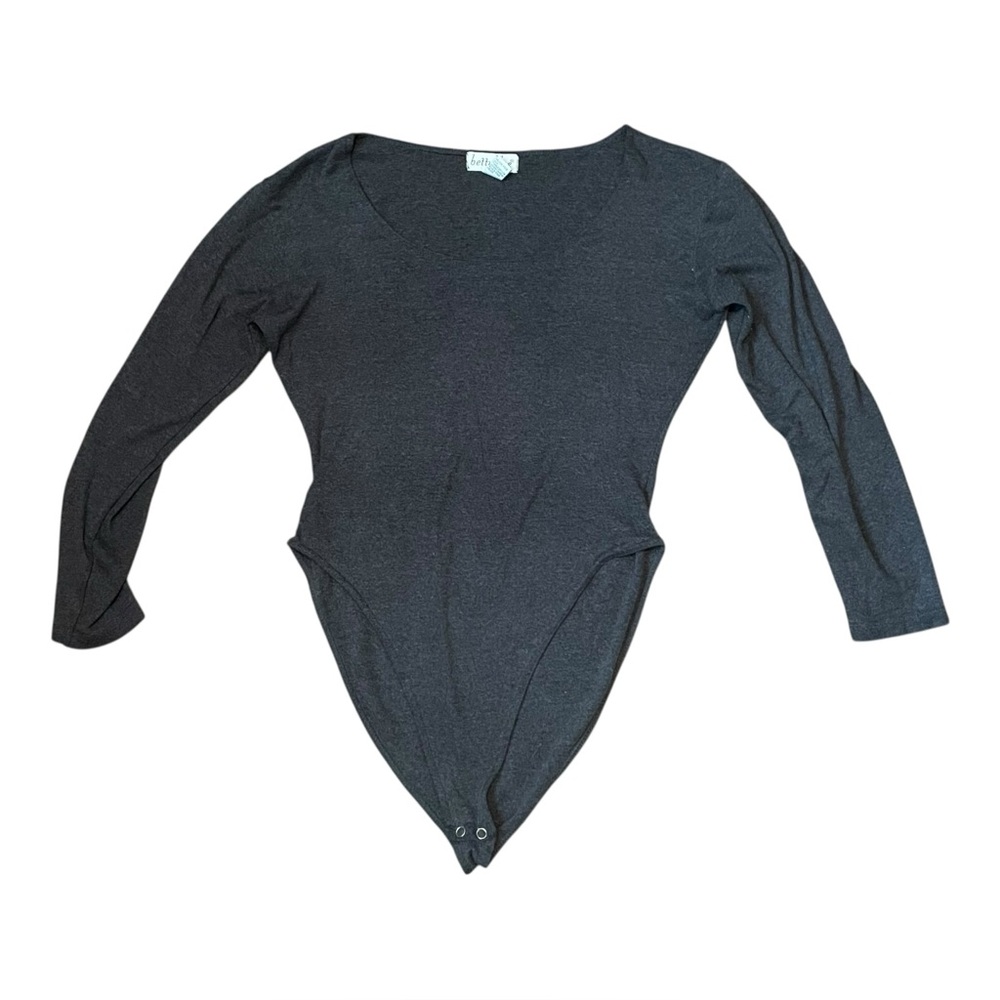 Betty Blue Body Suit Long Sleeve Gray Snap Large